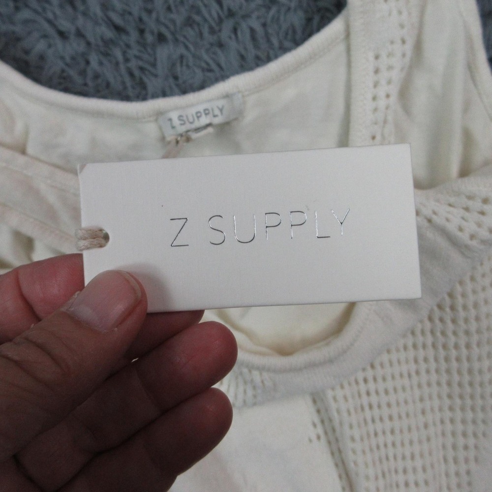 Z Supply Dress Womens M White Crochet Floral Maxi Tank Scoop Neck Lined NWT - Picture 13 of 16